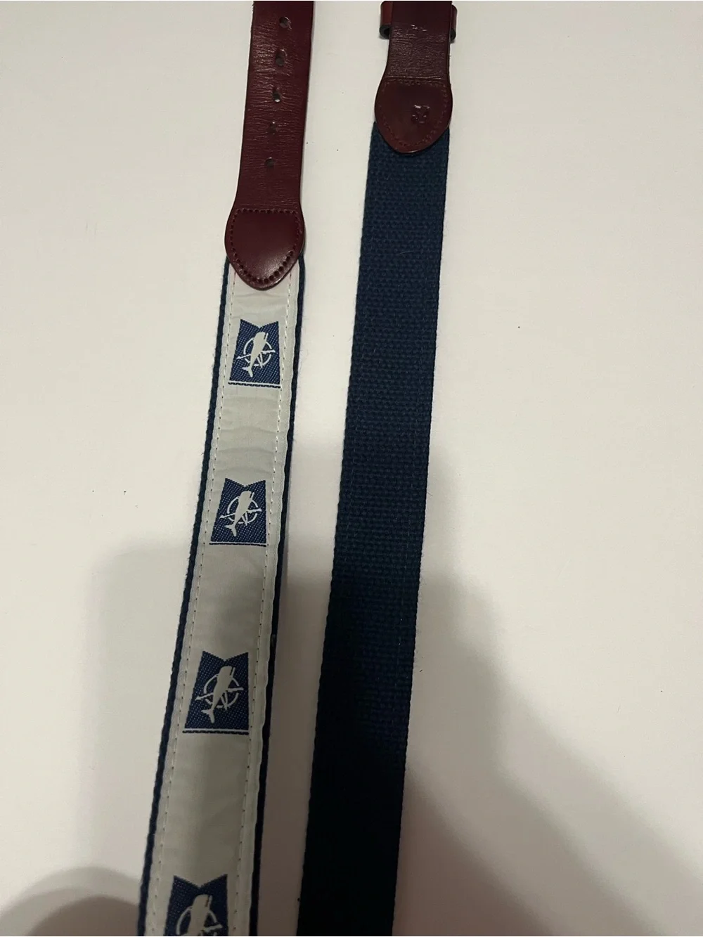 Nautical Canvas Belt with Brown Leather Trim size 34 - Picture 10 of 14